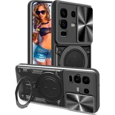 Imagem de Ephoou Capa protetora para Infinix Note 50 Pro Plus 5G com suporte de anel magnético, capa resistente à prova de choque de grau militar com capa de lente de câmera deslizante para Note 50 Pro+ 5G