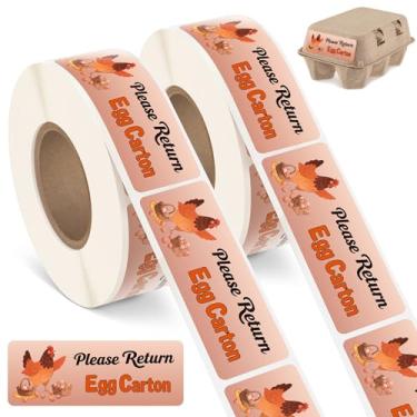 Imagem de Trandraft 2 rolos 1000 peças, por favor, devolva etiquetas de caixa de ovos de galinha 1 x 6,5 cm etiqueta de caixa de ovos de galinha frescos adesivos de embalagem autoadesivos adesivos de embalagem