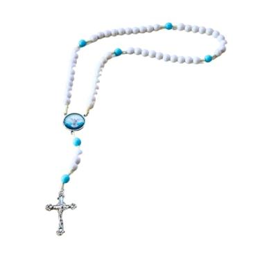 Imagem de Terço Divino Espírito Santo Branco e azul - 8mm