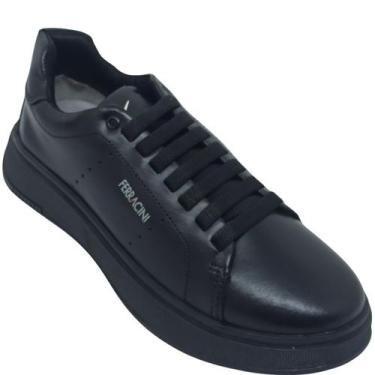 Imagem de Tênis Ferracini Masculino Couro Furos Laterais, Preto, Masculino, 42