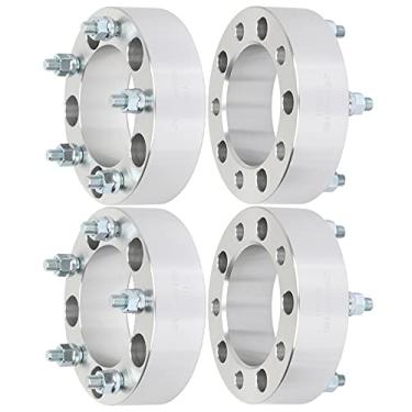 Imagem de ECCPP Conjunto de 4 espaçadores de roda 5.1 cm 5x5.5 5 5x139.7 kit adaptador espaçador de roda com furo de cubo M 12x1,25 108 mm para Grand Vitara Tracker Vitara XL-7 5 Lug Prata Alumínio