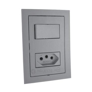 Imagem de Conjunto interruptor + tomada 10A - Dicompel Ekron cinza