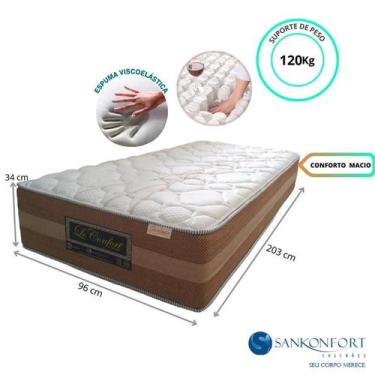 Imagem de Colchão Solteiro King Sankonfort Le Confort 96x203x34 - Molas Ensacada