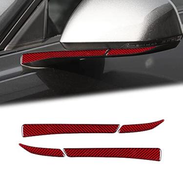 Imagem de BLAKAYA Compatível com adesivo de fibra de carbono espelho retrovisor lateral decoração acessórios de capa para Ford Mustang 2015 2016 2017 2018 2019 2020 2021 (vermelho)