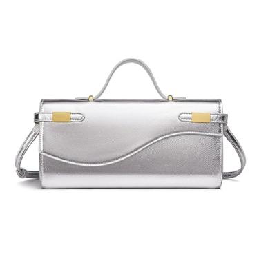 Imagem de JBRUN Bolsas de mão de ombro femininas de couro PU bolsas transversais, Prata