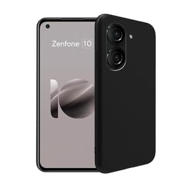 Imagem de WDMYLFTW Capa de silicone para Asus Zenfone 10, capa protetora de corpo inteiro com toque macio e sedoso, à prova de choque com forro de microfibra (preto)