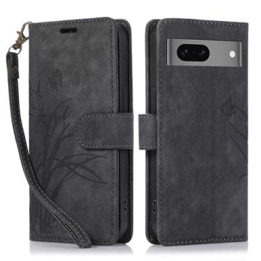 Imagem de Capa carteira para Google Pixel 8A, capa de telefone de couro com padrão de borboleta orquídea com 3 compartimentos para cartão e 1 compartimento para dinheiro, fivela magnética à prova de choque com