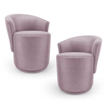 Imagem de Kit 02 Poltronas Orgânicas Living Mavi Fixa Veludo Rosé - Desk Design