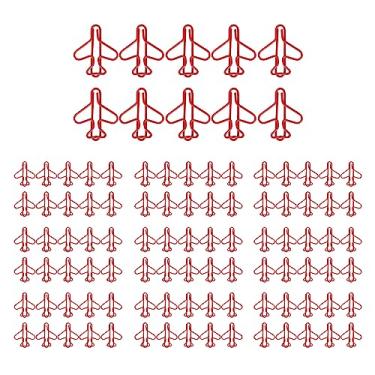 Imagem de Clipes de papel em forma de avião bonitos antiderrapantes multiuso design de avião clipes de papel plástico de metal para organização de arquivos escolares de escritório 100