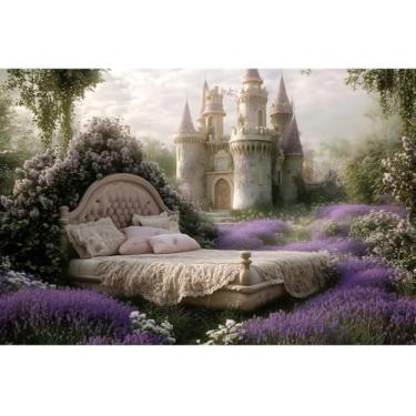 Imagem de YongFoto Conto de Fadas País das Maravilhas Floresta Castelo Cenário de Quarto de Princesa 2,1 x 1,5 m Jardim Floral Videira Sonhadora Cama de Fundo de Fotografia Romântica Festa de Casamento Banne