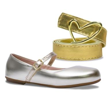 Imagem de Kit Cinto E Sapatilha Salto Feminino Infantil Sapato K43 (Sapatilha com Cinto Dourado, BR, Criança de 4 a 8 anos, Numérico, 32)