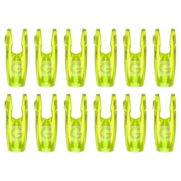 Imagem de YELARXI Nocks de flechas de tiro com arco, flechas de plástico ID 3,2 mm/0,12 pol. Inserção de cauda de seta - Adequado para (DIY caça tiro carbono / arco composto recurvo) 12 peças e amarelo