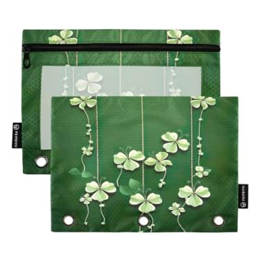 Imagem de Wassud Correntes de trevo de quatro folhas, pacote com 2 pastas de fichário, pastas de bolso com 3 furos, pasta organizadora para casa, escritório