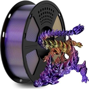 Imagem de GIANTARM Filamento Pla de seda tricolor, filamento de impressora 3D 1,75 mm +/-0,02 mm, carretel de 1 kg, embalagem a vácuo (vermelho + ouro + roxo)