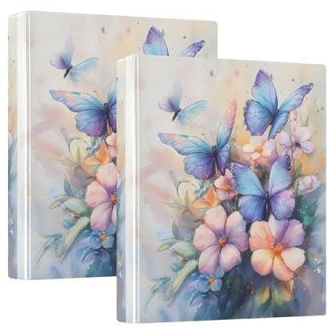 Imagem de xigua 3 fichários redondos para buquê floral aquarela, comporta 200 folhas, à prova d'água, tamanho carta, 3 argolas com bolsos internos transparentes de PVC e clipe de metal antiderrapante, pacote