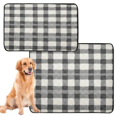 Imagem de CEBUGI Almofadas de xixi laváveis para cães, pacote com 3, almofadas impermeáveis para filhotes de cachorro, antiderrapante, à prova de vazamento, para cama de cercadinho, branco, xadrez preto