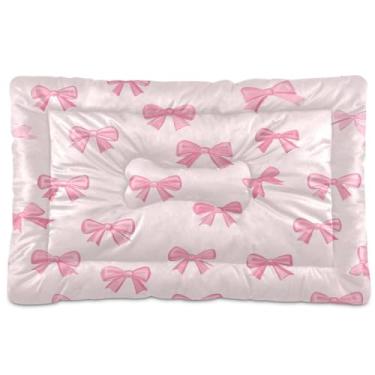 Imagem de Wassud Cama de cachorro Simple Bows grande para cães ao ar livre tapete lavável para animais de estimação cama de gato para dormir viagens 91 x 61 cm