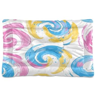 Imagem de Wassud Cama de cachorro Tie Dye Swirls para cães pequenos, lavável, impermeável, para viagem, para animais de estimação, portátil, com fundo antiderrapante para ambientes internos e para dormir, 91 x
