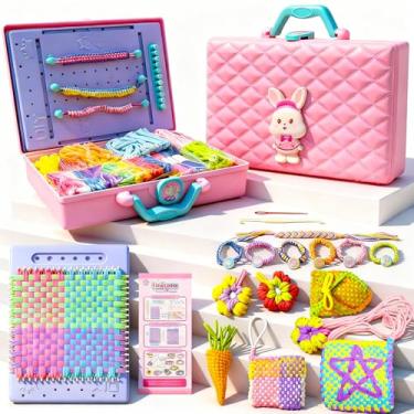 Imagem de Kit de tear de tecelagem 2 em 1 e kit de fabricação de pulseiras da amizade para meninas, presentes criativos para meninas de 6 a 15 anos, kit de artes e artesanato faça você mesmo para crianças