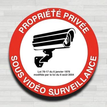 Imagem de Placa de câmera CCTV de propriedade privada vintage rústica alumínio metal redondo placa de parede, 20 cm, presentes internos e externos e decoração para casa, escritório, café e quintal
