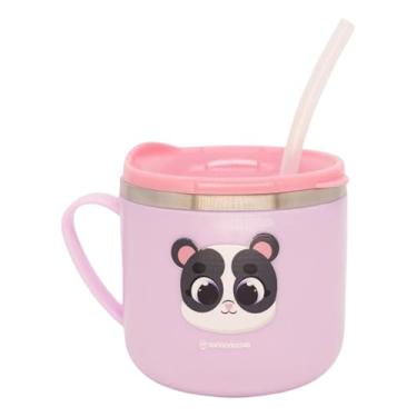 Imagem de Zonacriativa - Caneca Térmica Flip Panda (250ml) | Aço inoxidável, bpa free, alça ergonômica e canudo de silicone | Ideal para lanche e escolinha
