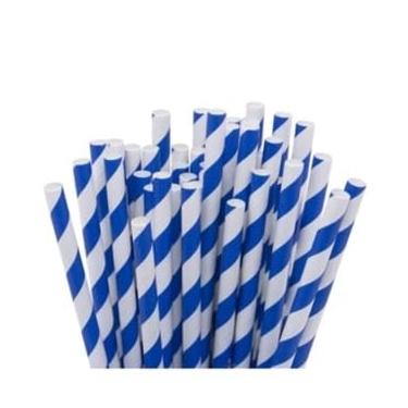 Imagem de Canudos De Papel Estampas Para Festa, Drinks, E Topo De Bolos Resistente e Biodegradável 20 cm Para Carnavais Festas Familiares E Eventos Tropicais Brasileiros(Listrado Azul Royal,50 Unidades)