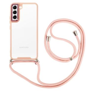 Imagem de Cordões de colar crossbody, capa de telefone transparente para Samsung Galaxy S23 Plus S22 Ultra S21 FE, capa de corrente com alça, rosa claro, para S23
