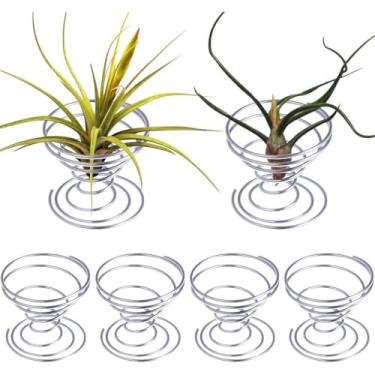 Imagem de Suporte para plantas de ar com 10 peças, suporte de exibição de recipiente de base de aço inoxidável para uso externo, adequado para decoração de casa tropical, mesa e escritório.