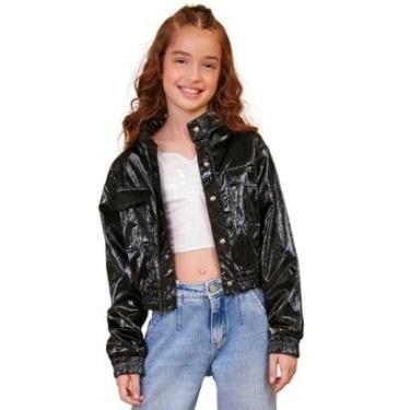 Imagem de Jaqueta Juvenil Look Jeans Metalizada - 6 - PRETO-Feminino