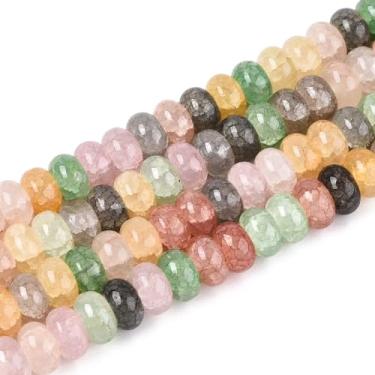 Imagem de 1 fio imitação de pedras preciosas contas de vidro Rondelle cristal espaçadores contas fio para artesanato DIY brincos pulseira colar fabricação de joias 8 x 5 mm cerca de 150 ~ 159 peças 76 cm