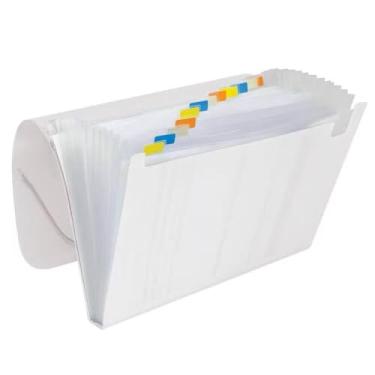 Imagem de Pasta Sanfonada A4 com 12 Divisórias Coloridas para Organização de Documentos, Arquivos de Estudo e Rotina de Escritório, Fácil Identificação e Uso Diário (TRANSPARENTE)