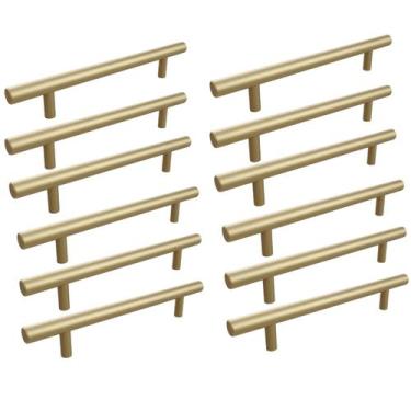 Imagem de Kit 12 Puxador Haste Dourado Em Inox Redondo 192mm - RENNA