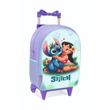 Imagem de Kit escolar Mochila Infantil Rodinha Feminina Lilo e Stitch Escolar + 