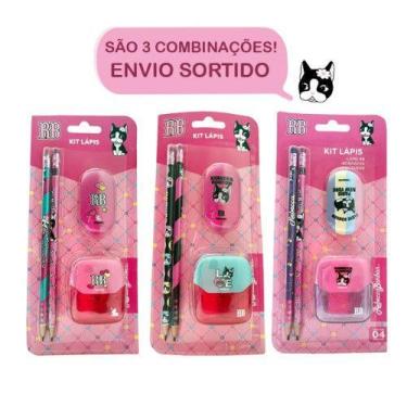 Imagem de Kit Escolar Material Com 2 Lápis Borracha e Apontador Rebecca Bonbon -