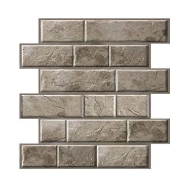 Imagem de Papel de Parede Autoadesivo Removível 3 Dimensões Bloco À Prova Água e Umidade - Peel Stick PVC Adesivos para Sala Estar Banheiro Cozinha Balcão Escritório Fundo TV Móveis