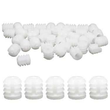 Imagem de BokWin Pacote com 100 inserções de plástico para dobradiça de 0,9 x 1 cm, ferragens de porta de armário para conexões de móveis, inserções de cavilha de dobradiça de plástico com compatibilidade de