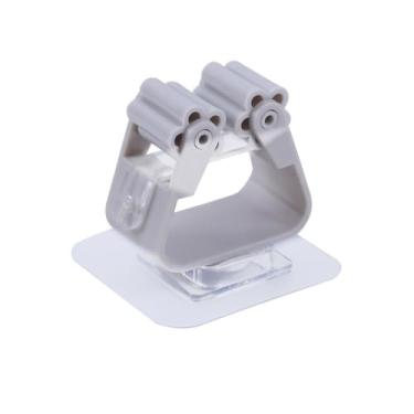 Imagem de NevStp Ganchos multifuncionais de cozinha, suporte organizador de esfregão de parede, autoadesivo, cabide de vassoura, impermeável, gancho forte, cinza, 5 peças