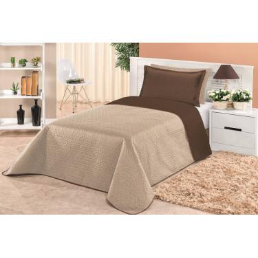 Imagem de Cobre Leito Dupla Face Solteiro Clara 02 Peças - Marrom/Cáqui