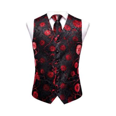 Imagem de Colete Masculino Slim Fit Roxo Paisley - Com Gravata e Abalotoaduras, 