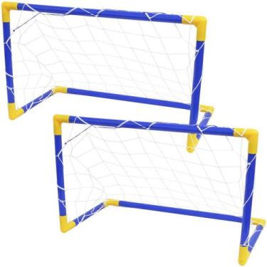 Imagem de 2 Golzinho De Futebol Mini Trave Gol Infantil Com Rede Plástico Desmon