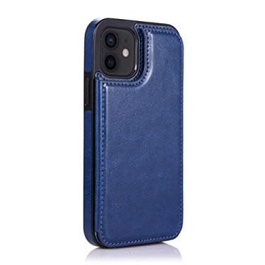 Imagem de Carteira de luxo capa de couro para iPhone 14 13 12 Mini 11 Pro XR XS Max X 6 6s 7 8 Plus 5 5s SE 2020 2022 Slots de cartão Capa de bolsa, azul, para iPhone 6 6s