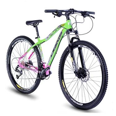 Imagem de Bicicleta aro 29 Drais Chillout 18v Shimano Altus c/trava ombro - verde+rosa chiclete - 19