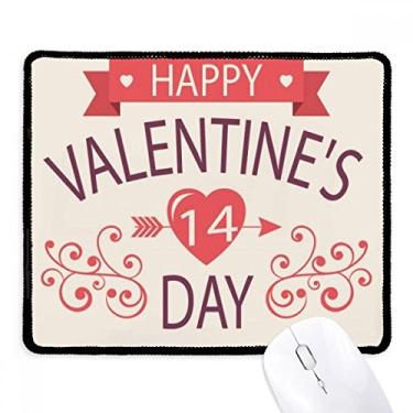 Imagem de Mousepad vermelho Happy Valentine's Day 14 coração Arrow borda costurada tapete de borracha para jogos