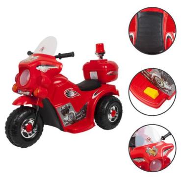 Imagem de Mini Moto Elétrica Triciclo Infantil Bau Policial Com Bateria 6V Recar