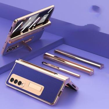Imagem de Com S Pen Fold 4 Capa de couro revestida para Samsung Galaxy Z Fold 3 2 5 360 Protetor de tela cheia Capa de telefone com suporte magnético, 7, para Samsung Z Fold 2