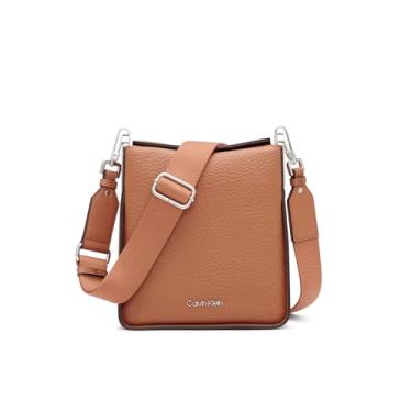 Imagem de Calvin Klein Bolsa transversal pequena Fay North/South, Caramel, One Size