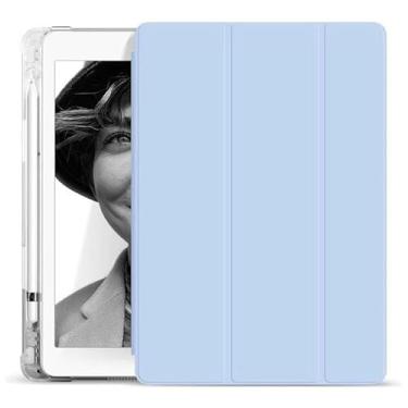 Imagem de Capa protetora para tablet Case Compatible with iPad mini 4/mini 5 Case 7.9inch Case with Pencil Holder Smart Cover Protective Case Cover Shockproof Cover with Clear TPU Back Shell (Color : Light Blu