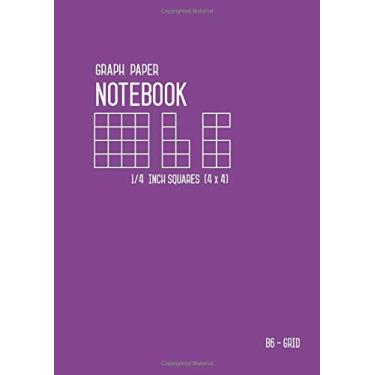 Imagem de Caderno de papel quadriculado B6 quadrados de 1/4 polegada: roxo, pequeno, 4 grades por polegada - 4 x 4, páginas numeradas, folha branca, capa macia, livro de redação com pauta quádrupla para matemática e ciência (diários gráficos)