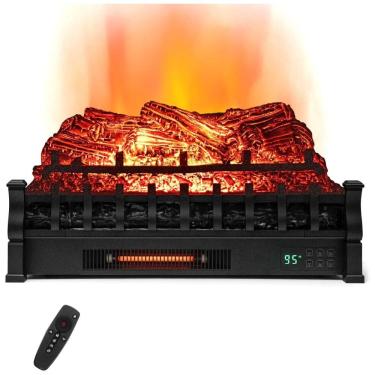 Imagem de Lareira Elétrica Ecológica 26" 66 cm com Controle Remoto, Cores de Chama Ajustáveis e Temporizador de 8H, 110V 1500W, ORALNER, Preta 