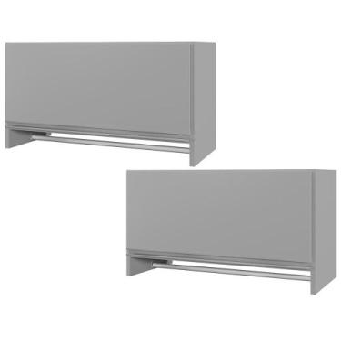 Imagem de Kit 02 Armários Multiuso Aéreo Cabideiro Grécia L03 Cinza - Lyam - Lya